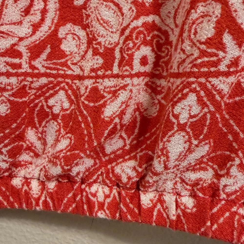 Bobeau Boho Crochet Lace Floral Blouse Coral White Peasant Top M - Picture 7 of 10